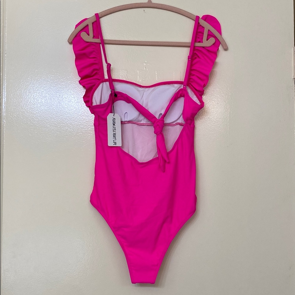 Pink Ruffled One-Piece Swimsuit - Picture 4 of 6